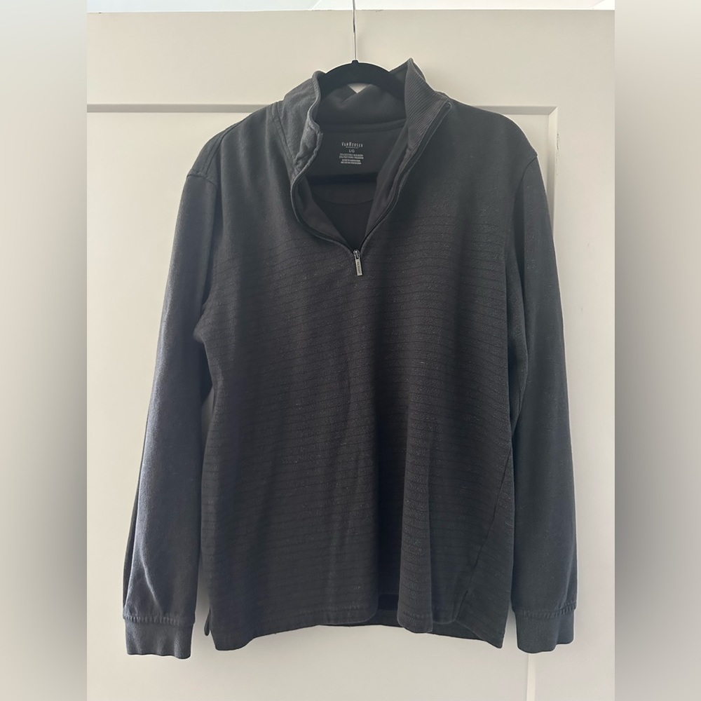 Van Heusen Quarter Zip Pull Over Gray Men’s Large